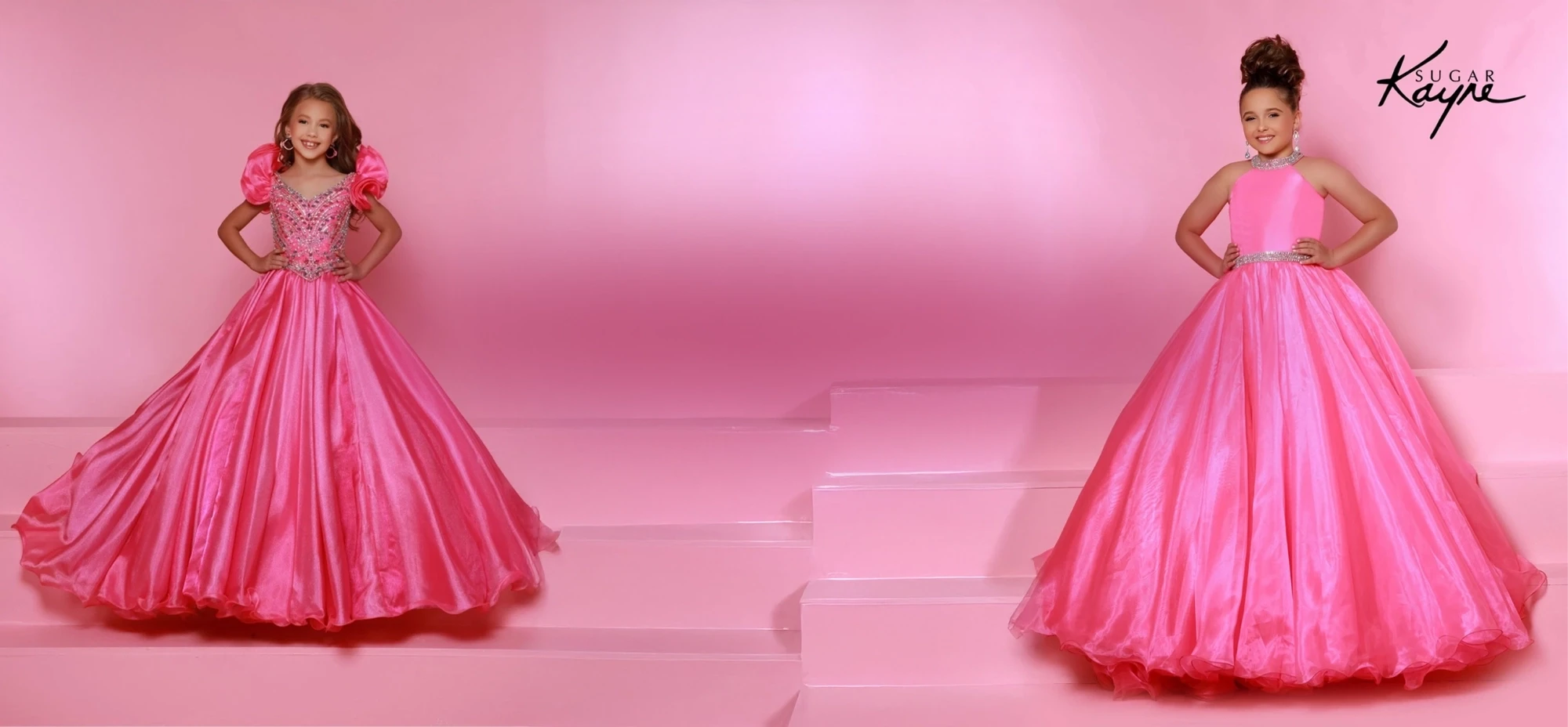 Model wearing a pink dress